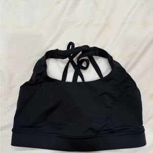 Lulu Lemon Size 2 Women's Black Strappy Sports Bra Small tear see pic 3